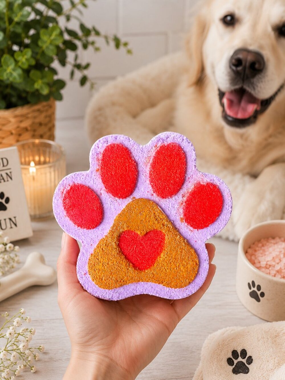 Bath Bombs Dog Paw Bath BombXL Handmade Pet Lover Gift Floral Woodsy Scent